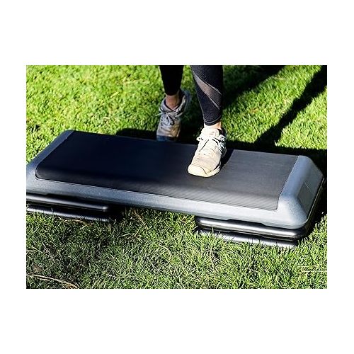  ZENY 43'' Exercise Aerobic Step Platform, Adjustable Fitness Stepper with 4 Stackable Risers, Aerobics Stepper Workout Stepper for Home Gym Cardio Strength & Training