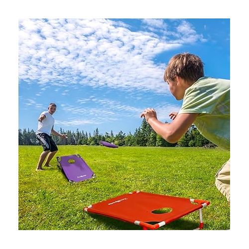  ZENY Portable PVC Framed Cornhole Set with 8 Bean Bags and Carry Bag 3x2-feet, Lightweight Corn Hole Boards for Outdoor Indoor Play