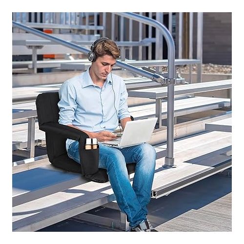  ZENY Folding Stadium Seat with Back Support 2 Pack, Bleacher Chairs with Back and Cushion, Wide Reclining Bleacher Seat