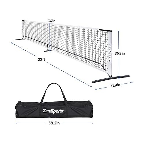  ZENY Portable Pickleball Net Set System with Metal Frame and 22FT Regulation Size Pickball Net with Carry Bag for Backyard, Driveways, Outdoor Game