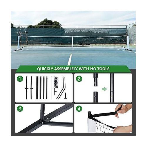  ZENY Portable Pickleball Net Set System with Metal Frame and 22FT Regulation Size Pickball Net with Carry Bag for Backyard, Driveways, Outdoor Game