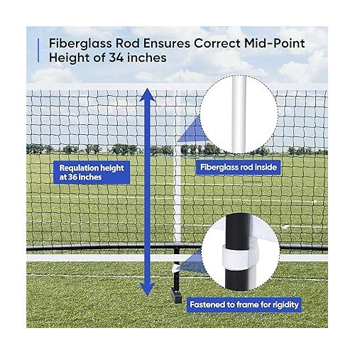  ZENY Portable Pickleball Net Set System with Metal Frame and 22FT Regulation Size Pickball Net with Carry Bag for Backyard, Driveways, Outdoor Game