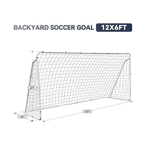  ZENY 12'x6' Portable Soccer Goal for Backyard Kids Adults Soccer Net and Frame for Home Backyard Practice Training Goals Soccer Field Equipment