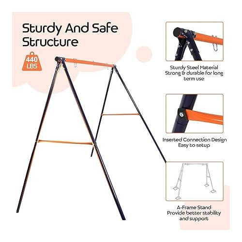  ZENY Swing Stand Frame Heavy Duty A-Frame Swing Set for Kids Adults Outdoor Backyard Play Fun Weight Capacity 440lbs