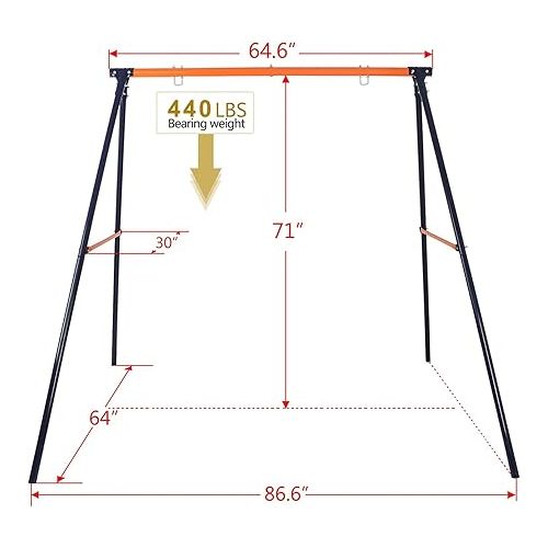  ZENY Swing Stand Frame Heavy Duty A-Frame Swing Set for Kids Adults Outdoor Backyard Play Fun Weight Capacity 440lbs