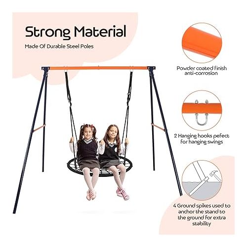  ZENY Swing Stand Frame Heavy Duty A-Frame Swing Set for Kids Adults Outdoor Backyard Play Fun Weight Capacity 440lbs