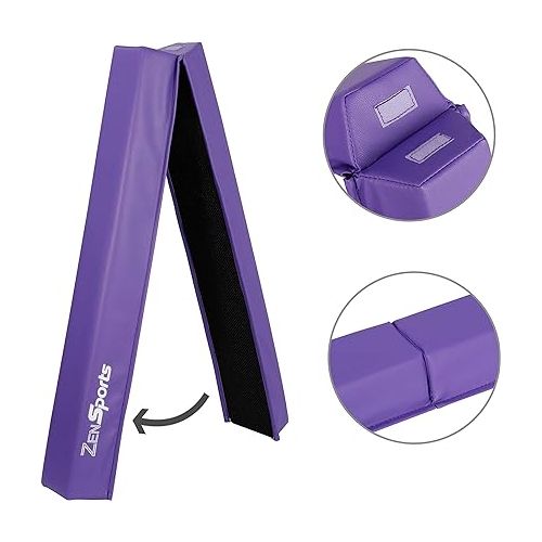  ZENY 6ft Folding Gymnastics Balance Beam Foam Floor Balance Beam Bar with Anti-slip Base Walking Beams Home Gymnastics Equipment for Kids Adults