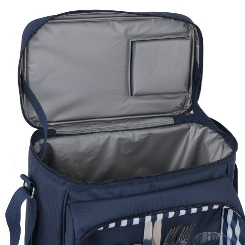  ZENY Picnic Backpack Basket Bag w/Cooler Compartment, Detachable Bottle/Wine Holder, Fleece Blanket, Plates and Cutlery Set