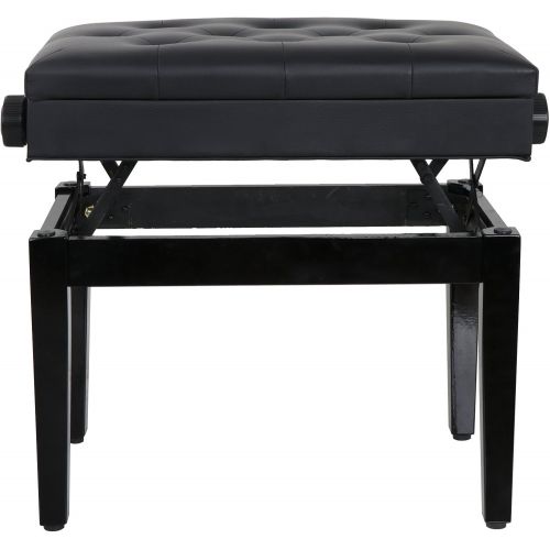  ZENY Adjustable Height Piano Bench Stool Faux Leather Padded Seat Keyboard Bench Stool with Music Sheet Storage,21.7H,Black