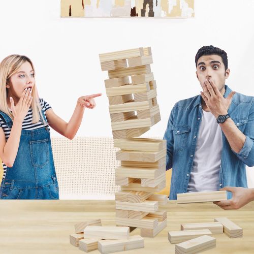  [아마존베스트]ZENY Giant Wooden Toppling Tower Jumbo Tumbling Timbers Stacking Block Sets with Carrying Bag Yard Games 54 Pieces for Adults and Children,Build to 5 Feet