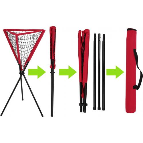  ZENY 7 x 7 Baseball Softball Practice Hitting Pitching Batting Net with Bow Frame,Carry Bag,Great for All Skill Levels + Foldable Ball Caddy