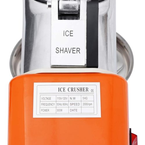  [아마존베스트]ZENY Electric Ice Shaver 300W 2000r/min w/Stainless Steel Blade Shaved Ice Snow Cone Maker Kitchen Machine (Orange)