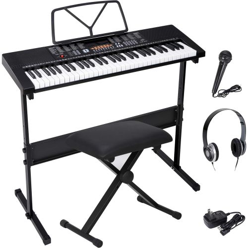  [아마존베스트]ZENY 61-Key Portable Electric Keyboard Piano with Built In Speakers, LED Screen, Headphones, Microphone, Piano Stand, Music Sheet Stand and Stool