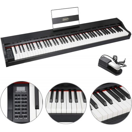  [아마존베스트]ZENY 88 Key Beginner Digital Piano Full Size Keyboard with Semi Weighted Keys, Built in Speakers and Power Supply