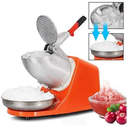  [아마존베스트]ZENY Ice Crushers Machine Electric Snow Cone Maker Stainless Steel Shaved Ice Machine 145lbs Per Hour (Orange)