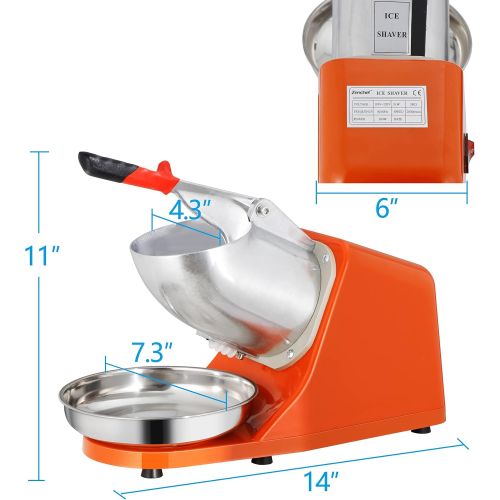  [아마존베스트]ZENY Ice Crushers Machine Electric Snow Cone Maker Stainless Steel Shaved Ice Machine 145lbs Per Hour (Orange)