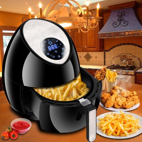  ZENY Electric Air Fryer wTouch Screen Control 1500W 3.7QT, 7 Presets, wRecipes & CookBook