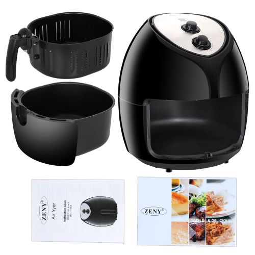  ZENY 5.8 Quart XL Capacity Electric Air Fryer for Oil-Less Healthy Cooking wRecipes, Cookbook, Dishwasher Safe Parts