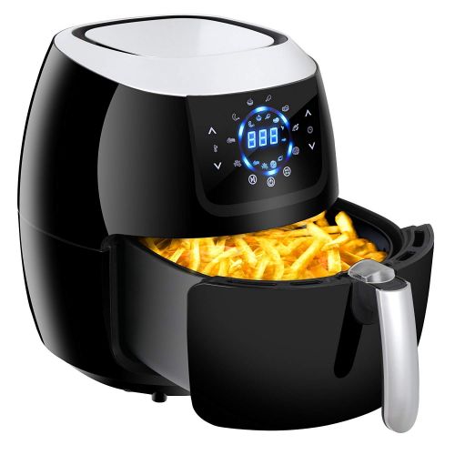  ZENY 1800W 5.8QT Electric Digital Air Fryer LCD Touch Screen Control, 8 Preset Settings, Non-Stick Coating，With Recipe Books - Black