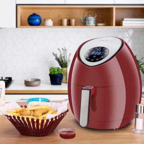  ZENY 1500W Electric Air Fryer Rapid Heat Technology Touch Screen Control Deep Fryer 3.7QT, 7 Presets, wRecipes & CookBook (Burgundy-red)