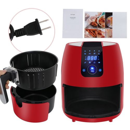  ZENY 3.7 QT 8-in-1 Electric Air Fryer Touch Screen Control Programmable, 8 Cooking Presets for Healthy Oil Free Cooking, wRecipe Book and Dishwasher Safe Parts(3.7QT-Red)
