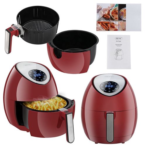  ZENY Burgundy 7-in-1 Touch Screen Control Electric Air Fryer 1500W, 3.7QT, 7 Presets, WRecipes & CookBook