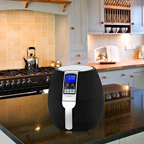  ZENY 8-in-1 3.7 Quart Programmable Electric Air Fryer, 1500W LCD Display Screen Control Kitchen Cooker w 8 Cooking Settings, Auto Shut off & Timer (Black)