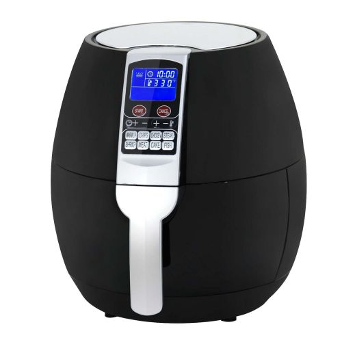  ZENY 8-in-1 3.7 Quart Programmable Electric Air Fryer, 1500W LCD Display Screen Control Kitchen Cooker w 8 Cooking Settings, Auto Shut off & Timer (Black)