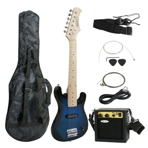  ZENY Blue 30 Inch Kids Electric Guitar With 5W Amp Cable Cord shoulder strap New (Blue)