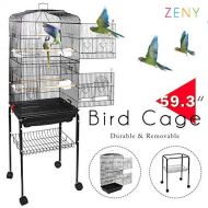 ZENY 59.3 Bird Cage for Cockatiel Sun Conure Parakeet Finch Budgie Lovebird Canary Medium Pet Bird Cage with Rolling Stand
