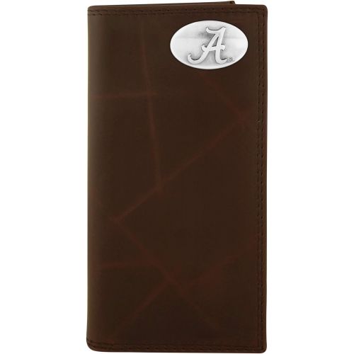  ZEP-PRO NCAA Alabama Crimson Tide Brown Wrinkle Leather Roper Concho Wallet, One Size