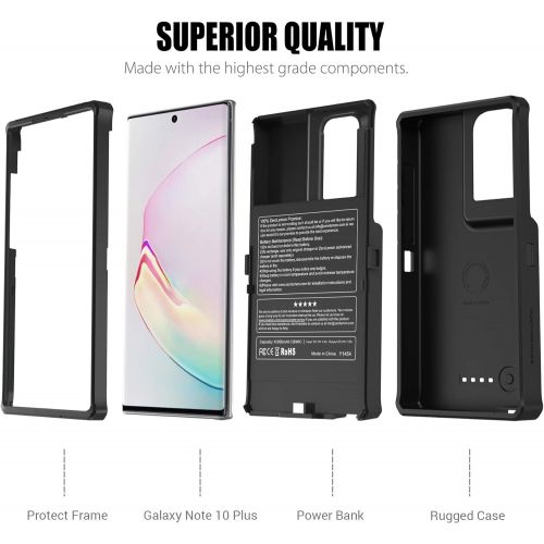  [아마존베스트]ZEROLEMON Galaxy Note 10 Plus Battery Case 10000mAh, Fast Charging & Qi Wireless & Android Auto & Samsung Dex Supported, ZeroShock Extended Battery Charger Protective Case for Gala