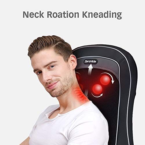  ZEROVIDA Neck Back Massager Massage Cushion with Heat and 12 Massage Nodes for Shiatsu Kneading...