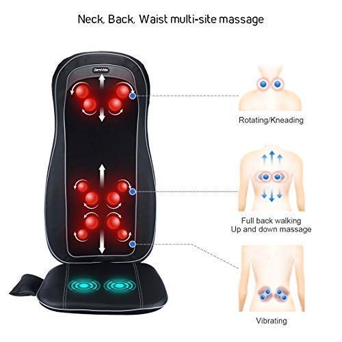  ZEROVIDA Neck Back Massager Massage Cushion with Heat and 12 Massage Nodes for Shiatsu Kneading...