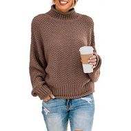 [아마존 핫딜]  [아마존핫딜]ZESICA Womens Turtleneck Batwing Sleeve Loose Oversized Chunky Knitted Pullover Sweater Jumper Tops