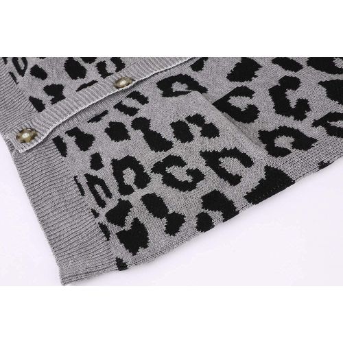  [아마존핫딜][아마존 핫딜] ZESICA Womens Long Sleeves Open Front Leopard Print Button Down Knitted Sweater Cardigan Coat Outwear with Pockets