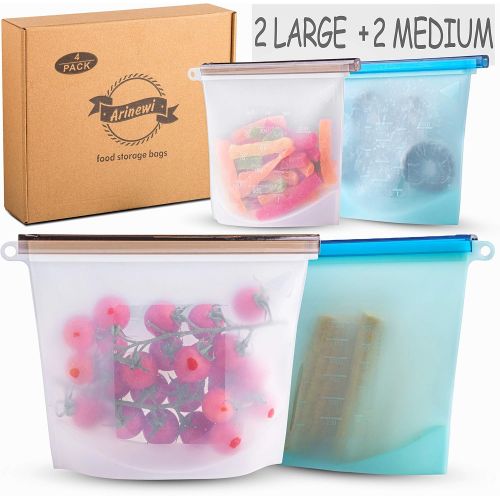  [아마존 핫딜] ZESSTI Reusable Eco Silicone Food | Storage Bulk Bags Size Plastic Containers | Cooking Bag Sets for Sous Vide Liquid Snack Lunch Freezer Microwave