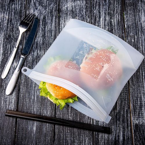  [아마존 핫딜] ZESSTI Reusable Eco Silicone Food | Storage Bulk Bags Size Plastic Containers | Cooking Bag Sets for Sous Vide Liquid Snack Lunch Freezer Microwave