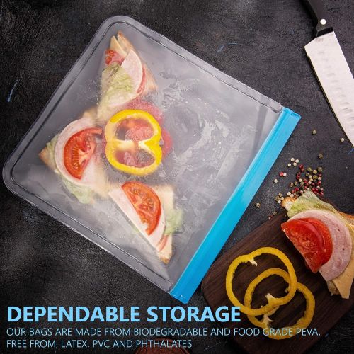  ZESSTI Reusable Silicone Food Storage Bags Large 50oz &2-30 | Reusable Container for Sous Vide Liquid Snack Sandwich Fruits Vegetables