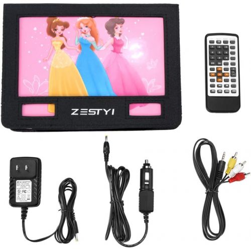  [아마존베스트]ZESTYI 11 Portable DVD Player for Kids with 9 Swivel Screen, Car Headrest Mount Holder, Rechargeable Battery, Wall Charger, Car Charger, SD Card Slot, USB Port & Swivel Screen (Blu