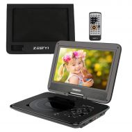 ZESTYI 9 Portable DVD Player for Kids with Car Headrest Mount Holder, Rechargeable Battery, Wall Charger, Car Charger, SD Card Slot, USB Port & Swivel Screen (Pink)