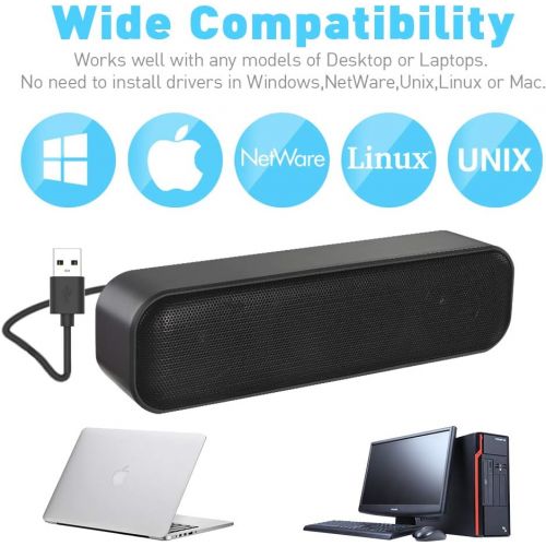  [아마존베스트]ZETIY Computer Speaker,USB Powered Speaker for Desktop,Windows PCs,Laptop. Portable Mini Sound bar-Plug and Play