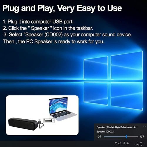  [아마존베스트]ZETIY Computer Speaker,USB Powered Speaker for Desktop,Windows PCs,Laptop. Portable Mini Sound bar-Plug and Play