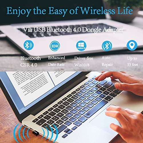  ZEXMTE Bluetooth USB Adapter CSR 4.0 USB Dongle Bluetooth Receiver Transfer Wireless Adapter for Laptop PC Support Windows 10/8/7/Vista/XP,Mouse and Keyboard,Headset