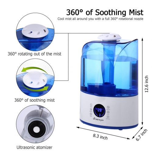  ZGSCJAM 4L Mist Ultrasonic Humidifier,LED Screen Touch Control Ultrasonic Air Humidifiers for Home Bedroom Office,Waterless Auto Shut-Off Whisper-Quiet Operation External Humidity