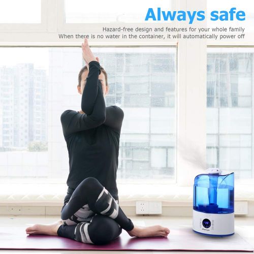  ZGSCJAM 4L Mist Ultrasonic Humidifier,LED Screen Touch Control Ultrasonic Air Humidifiers for Home Bedroom Office,Waterless Auto Shut-Off Whisper-Quiet Operation External Humidity