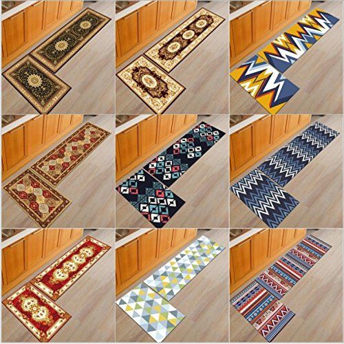  ZGYZ Kitchen Mat Set, 2 Piece Kitchen Rugs Soft Non-Slip Rubber Back Non skid Floor Mats Washable Oil Proof Doormat Bathroom Runner Area Rug Carpet anti fatigue,4060+40120