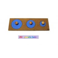 /ZGjouetsbois Puzzle 3 circles Montessori handcrafted NIDO easy gripping, drawing, produces shapes recessed, choose colors