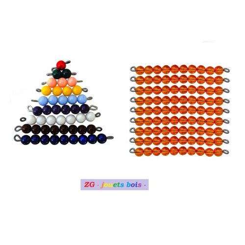  ZGjouetsbois Seguin table math Montessori material I choose set pearls from 10 Golden or orange, vocabulary and numbering, handmade