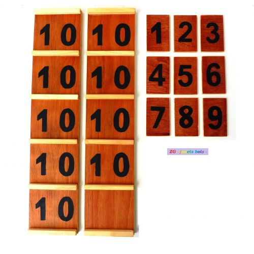  ZGjouetsbois Seguin table math Montessori material I choose set pearls from 10 Golden or orange, vocabulary and numbering, handmade
